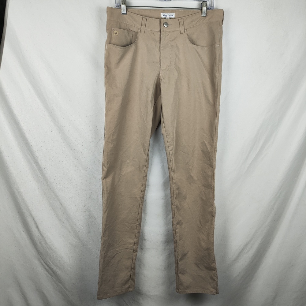Peter Millar Pants Mens 32x32 Beige Microfiber Chino 5-Pocket Classic Fit
